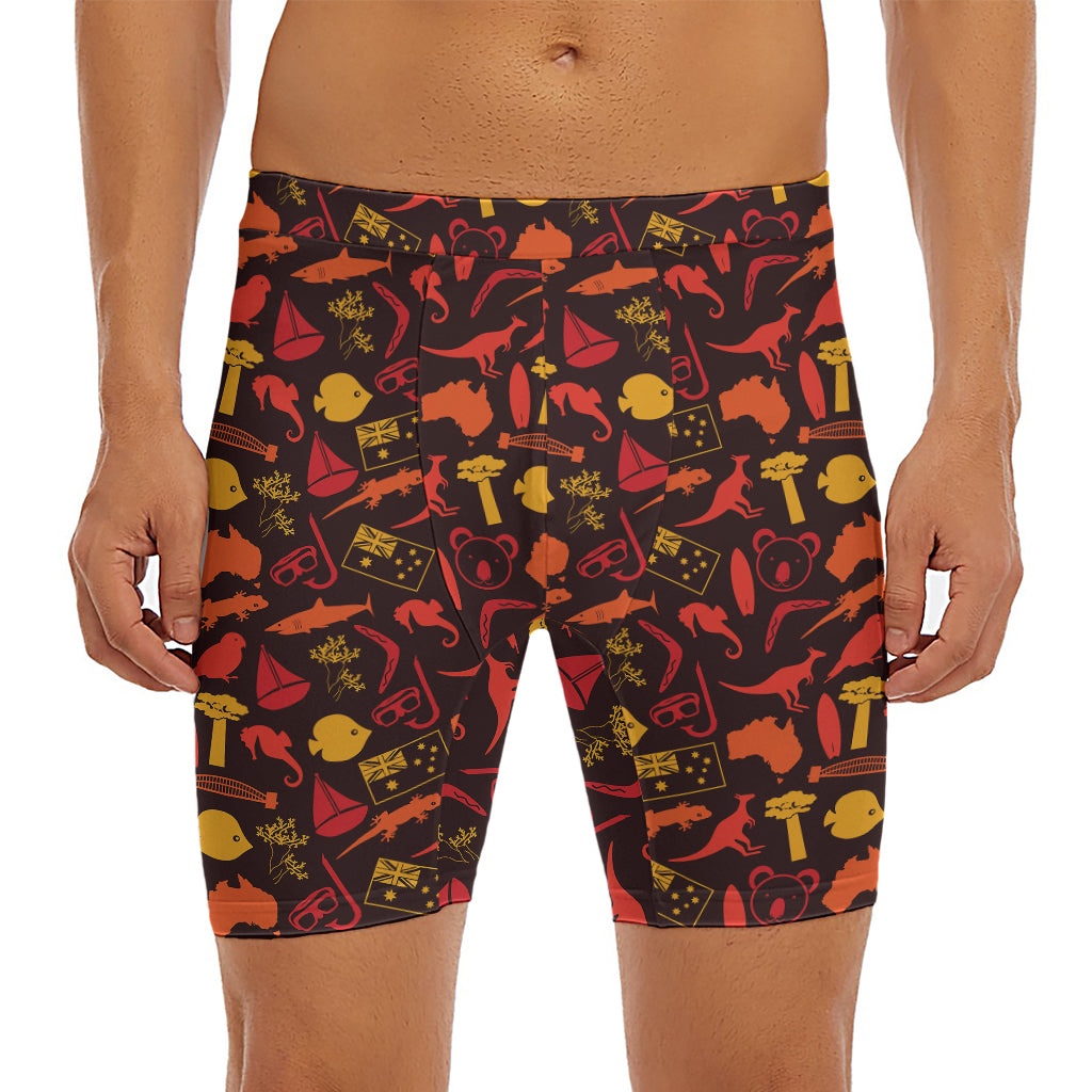 Australia Country Pattern Print Men's Long Boxer Briefs