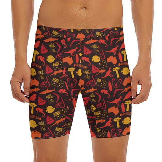 Australia Country Pattern Print Men's Long Boxer Briefs