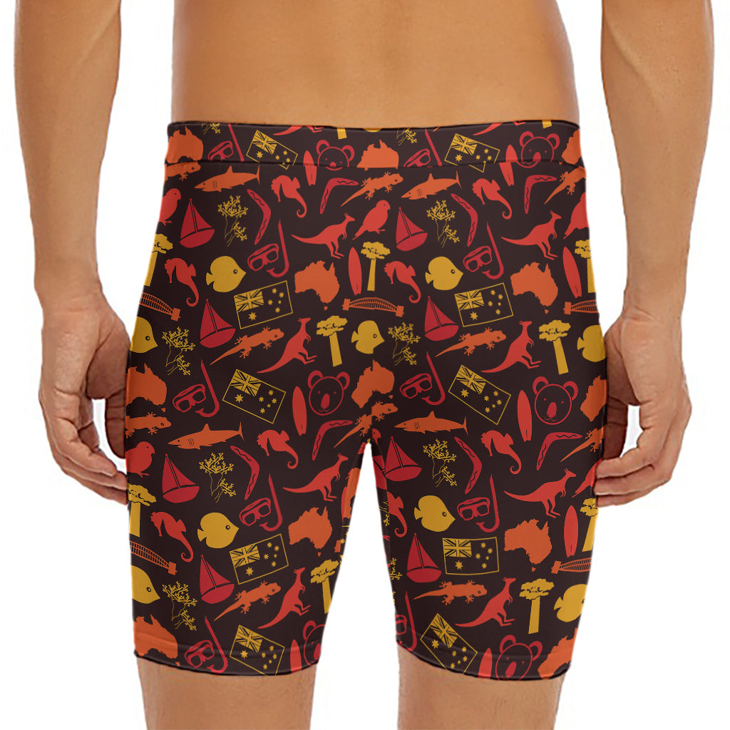 Australia Country Pattern Print Men's Long Boxer Briefs
