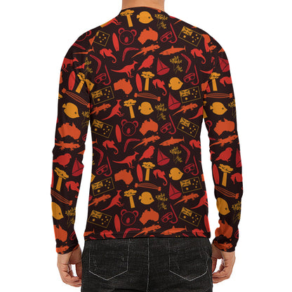 Australia Country Pattern Print Men's Long Sleeve Rash Guard