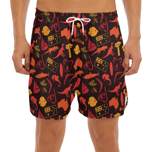 Australia Country Pattern Print Men's Split Running Shorts