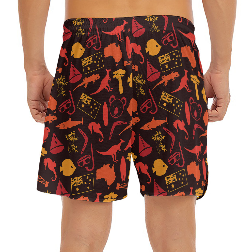 Australia Country Pattern Print Men's Split Running Shorts