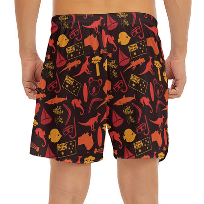 Australia Country Pattern Print Men's Split Running Shorts