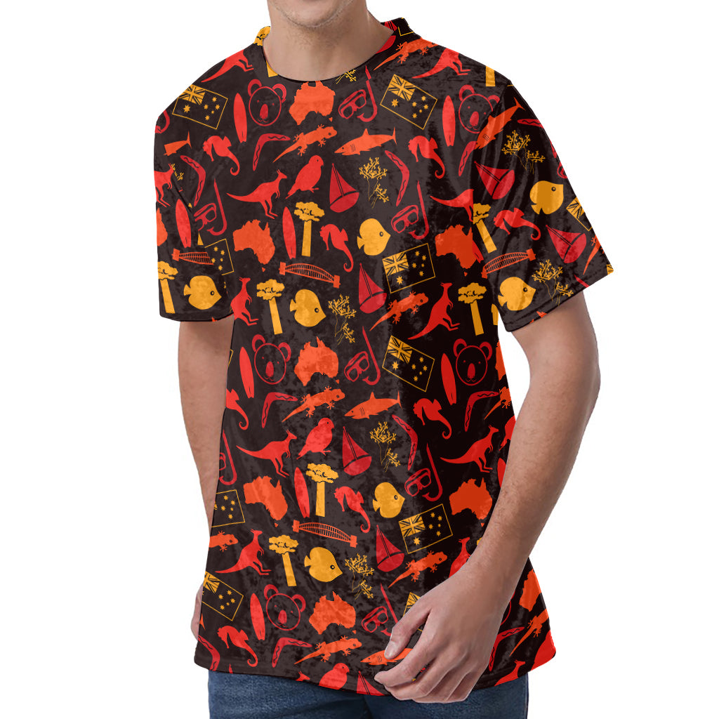 Australia Country Pattern Print Men's Velvet T-Shirt