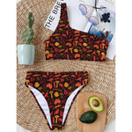 Australia Country Pattern Print One Shoulder Bikini Top
