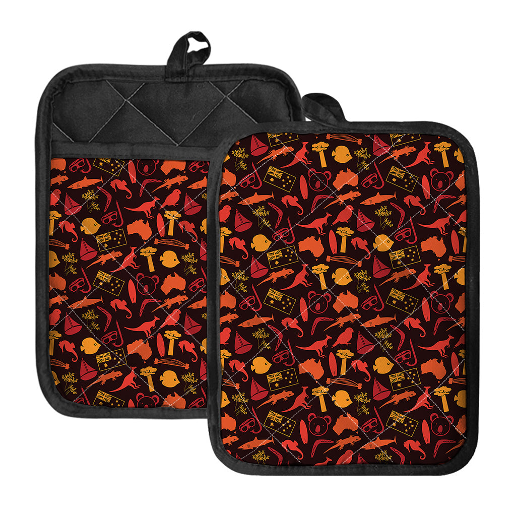 Australia Country Pattern Print Pot Holders With Pocket