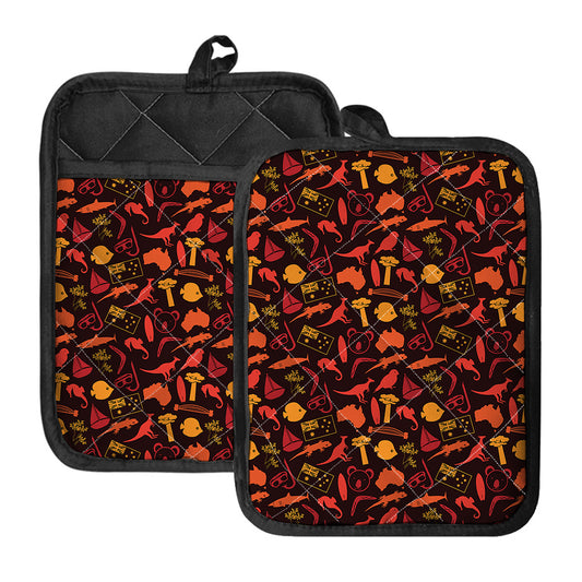 Australia Country Pattern Print Pot Holders With Pocket