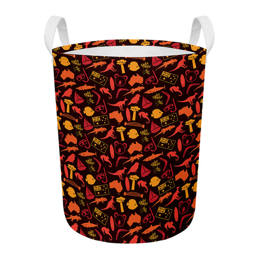 Australia Country Pattern Print Round Laundry Basket