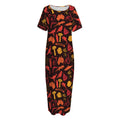 Australia Country Pattern Print Short Sleeve Long Nightdress