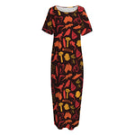 Australia Country Pattern Print Short Sleeve Long Nightdress