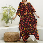 Australia Country Pattern Print Silk V-Neck Kaftan Dress