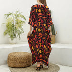 Australia Country Pattern Print Silk V-Neck Kaftan Dress