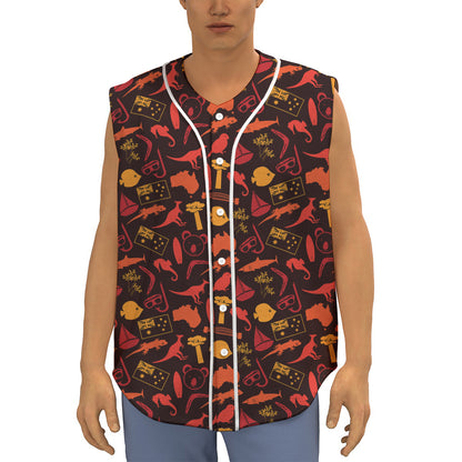 Australia Country Pattern Print Sleeveless Baseball Jersey