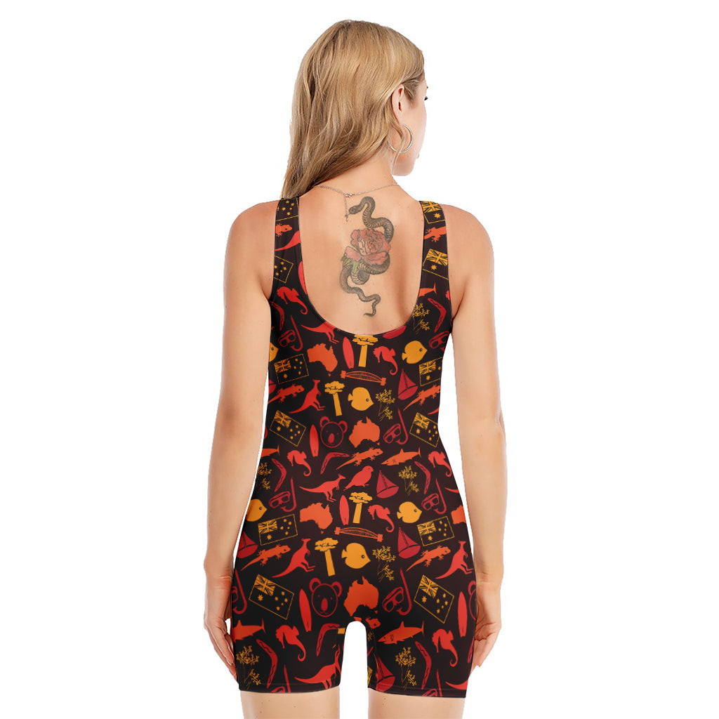 Australia Country Pattern Print Sleeveless One Piece Swimsuit