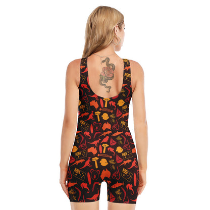 Australia Country Pattern Print Sleeveless One Piece Swimsuit