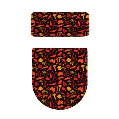 Australia Country Pattern Print Toilet Lid And Tank Cover Set