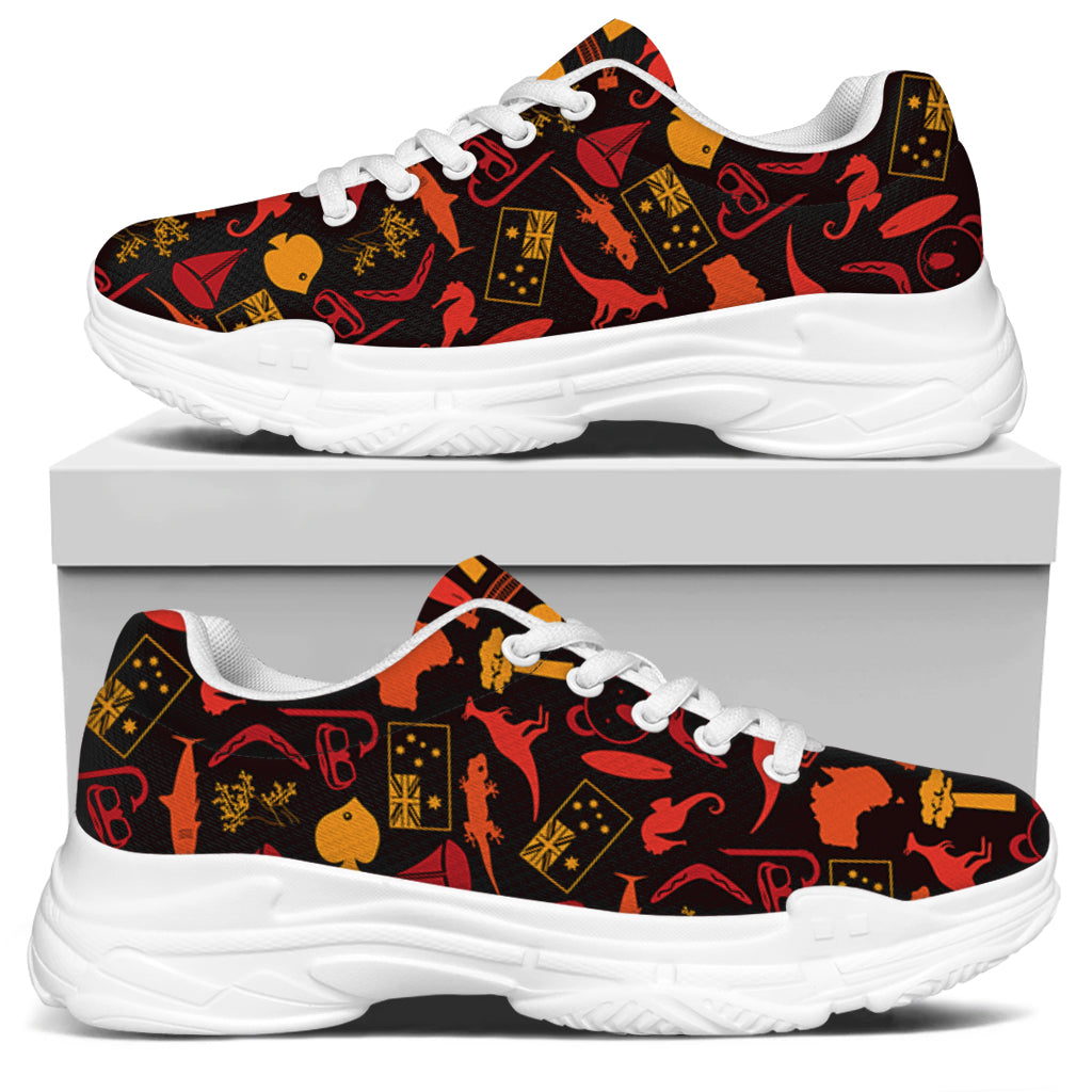 Australia Country Pattern Print White Chunky Shoes