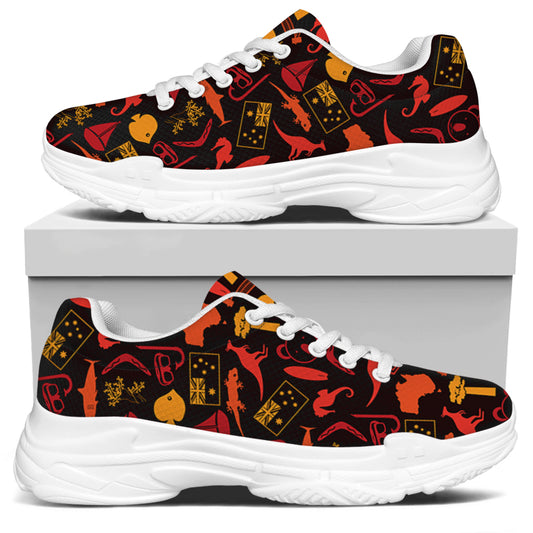 Australia Country Pattern Print White Chunky Shoes