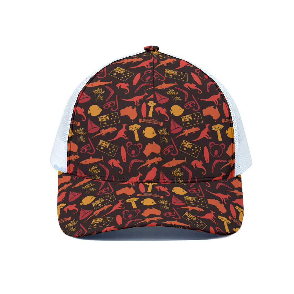 Australia Country Pattern Print White Mesh Trucker Cap