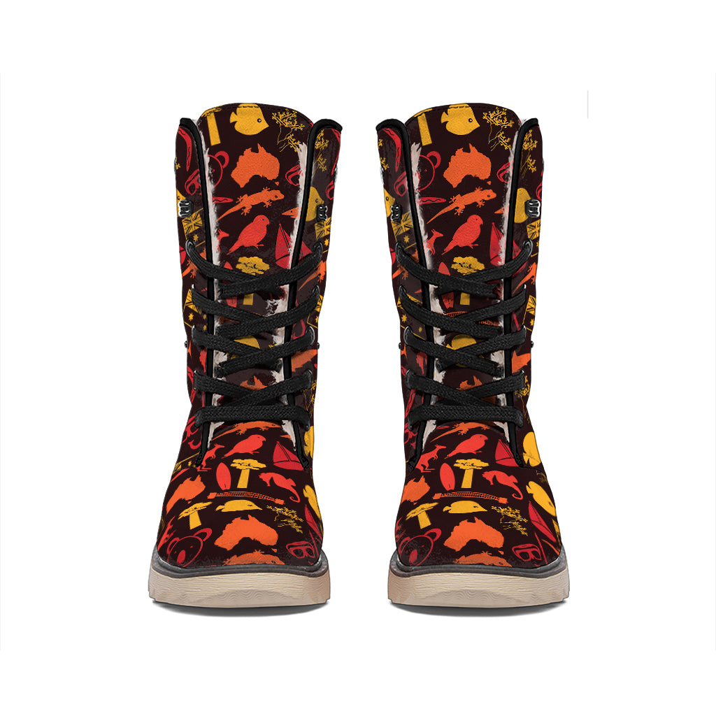 Australia Country Pattern Print Winter Boots