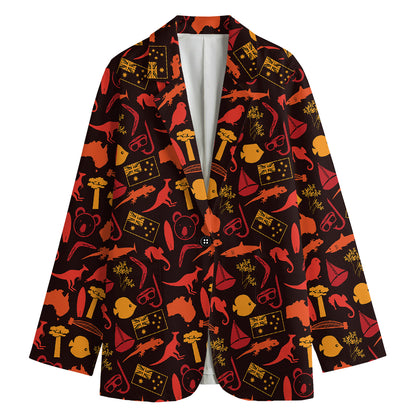 Australia Country Pattern Print Women's Cotton Blazer