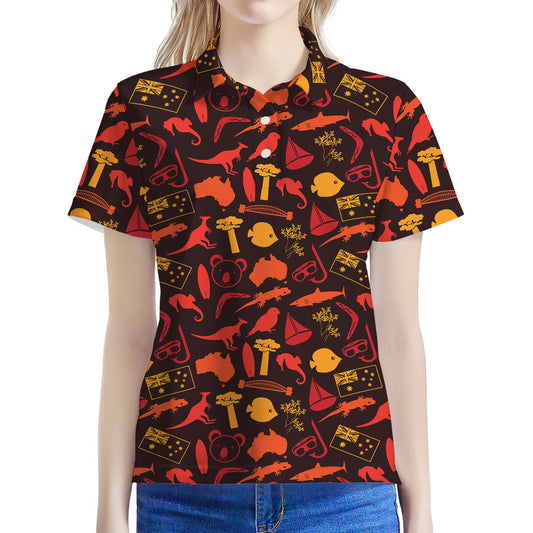 Australia Country Pattern Print Women's Polo Shirt