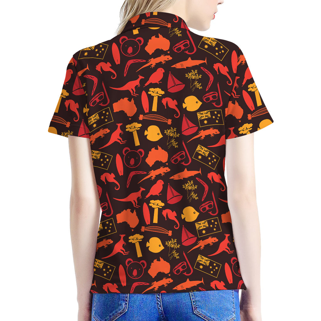 Australia Country Pattern Print Women's Polo Shirt