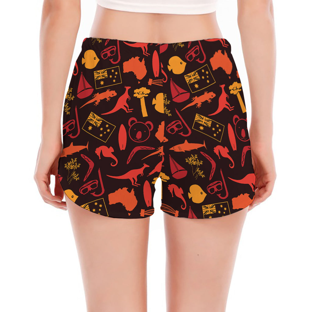 Australia Country Pattern Print Women's Split Running Shorts
