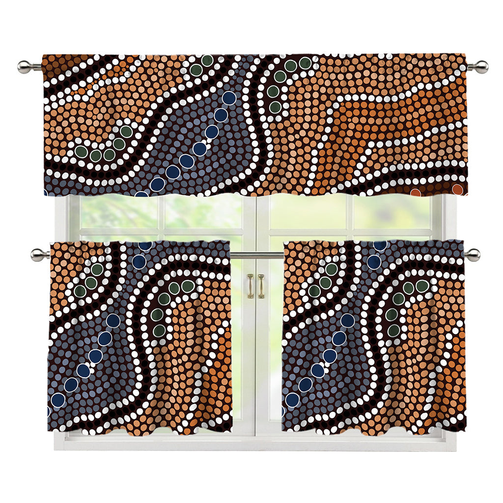 Australia River Aboriginal Dot Print 3 Piece Kitchen Curtains
