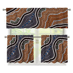 Australia River Aboriginal Dot Print 3 Piece Kitchen Curtains