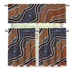 Australia River Aboriginal Dot Print 3 Piece Kitchen Curtains