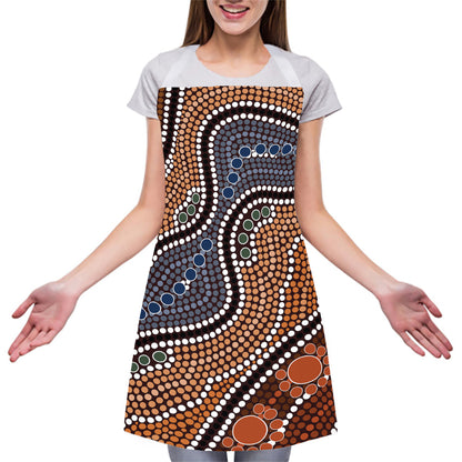 Australia River Aboriginal Dot Print Adjustable Apron