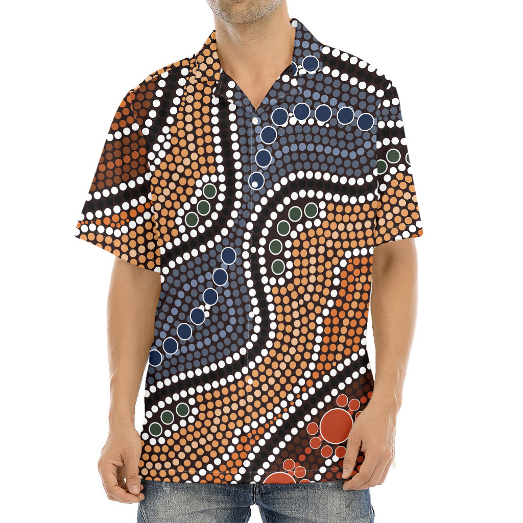 Australia River Aboriginal Dot Print Aloha Shirt