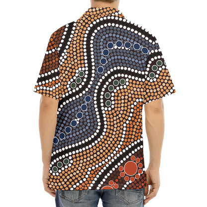 Australia River Aboriginal Dot Print Aloha Shirt