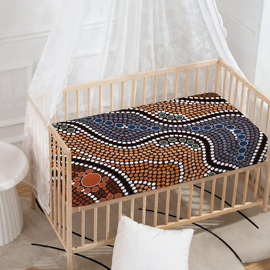 Australia River Aboriginal Dot Print Baby Crib Sheet