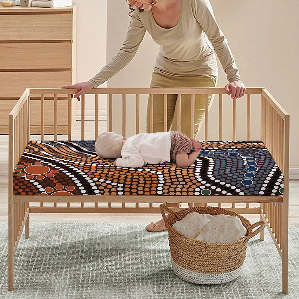 Australia River Aboriginal Dot Print Baby Crib Sheet