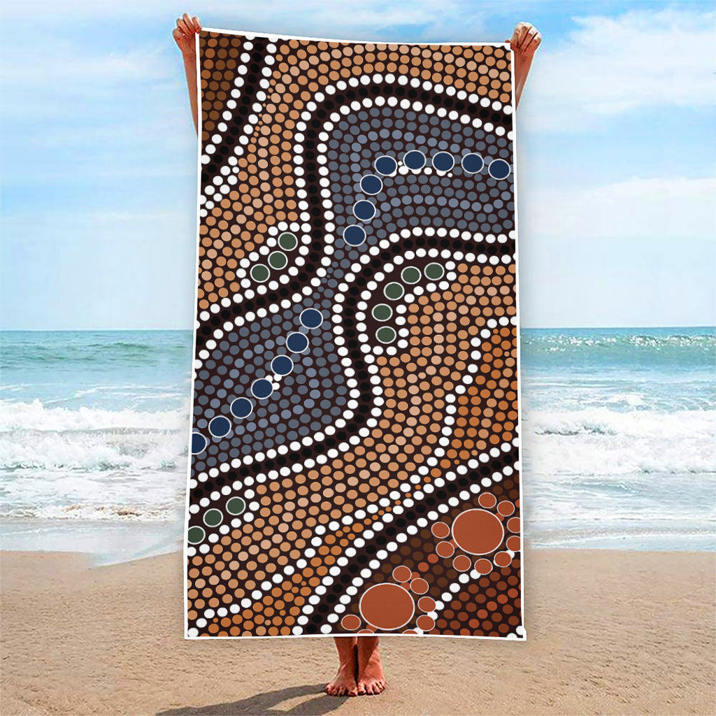 Australia River Aboriginal Dot Print Beach Towel