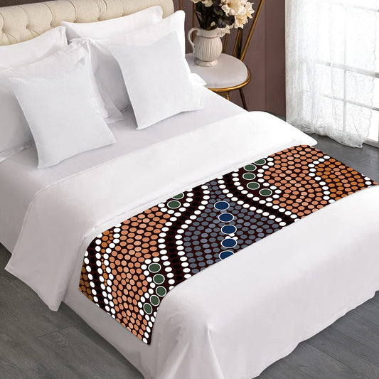 Australia River Aboriginal Dot Print Bed Runner