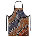 Australia River Aboriginal Dot Print Bib Apron With Pocket