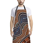 Australia River Aboriginal Dot Print Bib Apron With Pocket