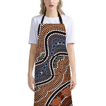 Australia River Aboriginal Dot Print Bib Apron With Pocket