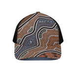 Australia River Aboriginal Dot Print Black Mesh Trucker Cap