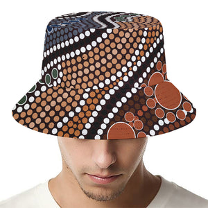 Australia River Aboriginal Dot Print Bucket Hat