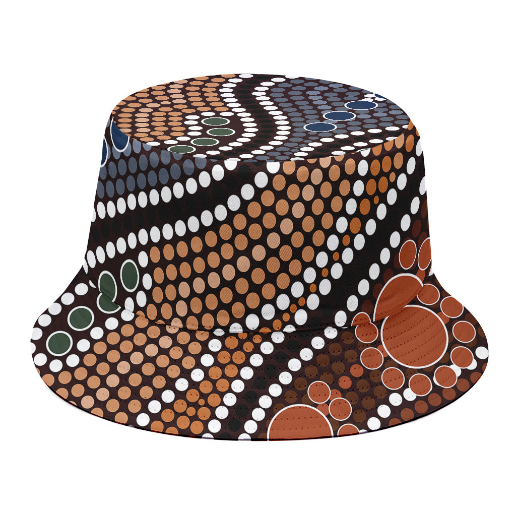 Australia River Aboriginal Dot Print Bucket Hat