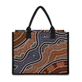 Australia River Aboriginal Dot Print Canvas Tote Bag
