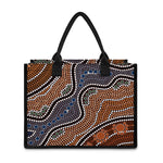 Australia River Aboriginal Dot Print Canvas Tote Bag