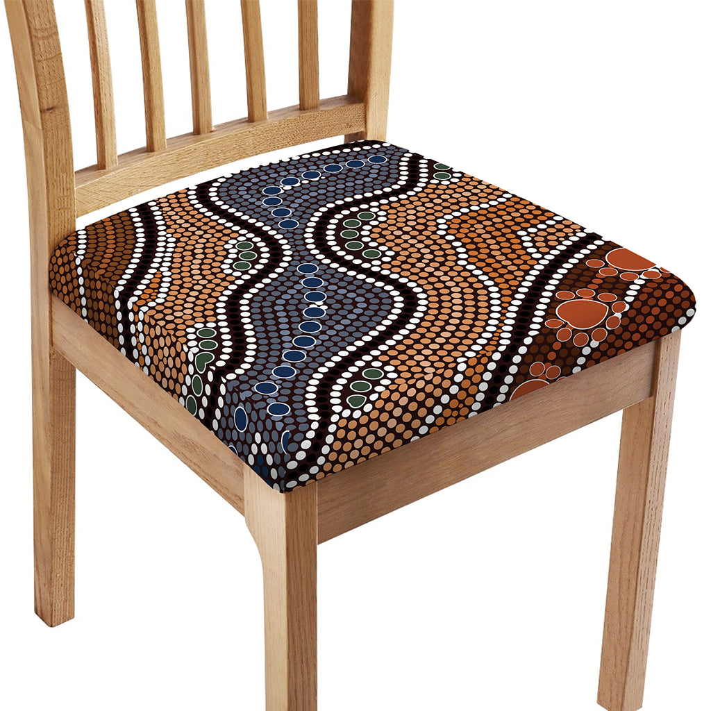 Australia River Aboriginal Dot Print Chair Cushion Cover