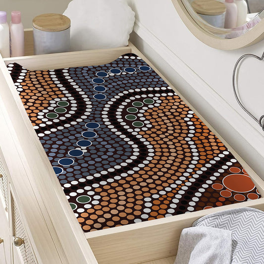 Australia River Aboriginal Dot Print Changing Pad Cover
