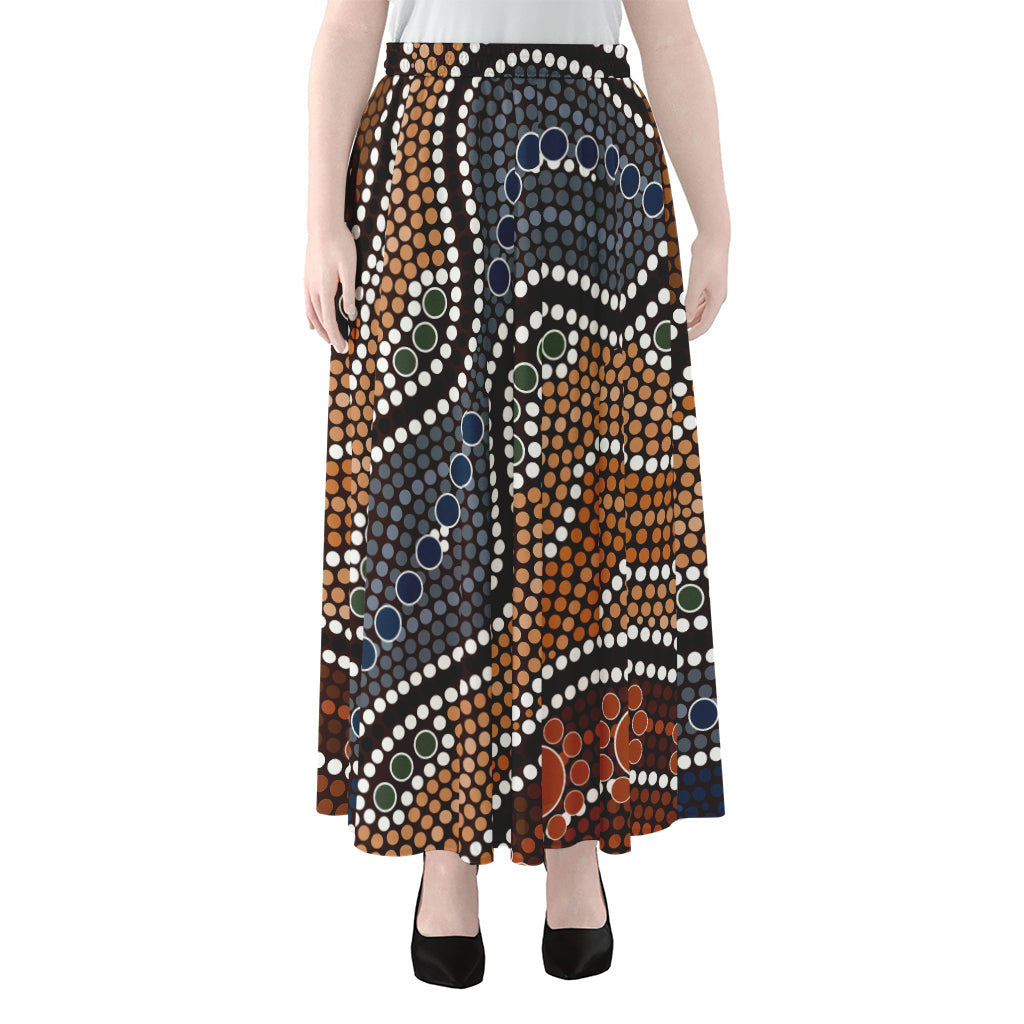 Australia River Aboriginal Dot Print Chiffon Maxi Skirt