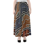 Australia River Aboriginal Dot Print Chiffon Maxi Skirt